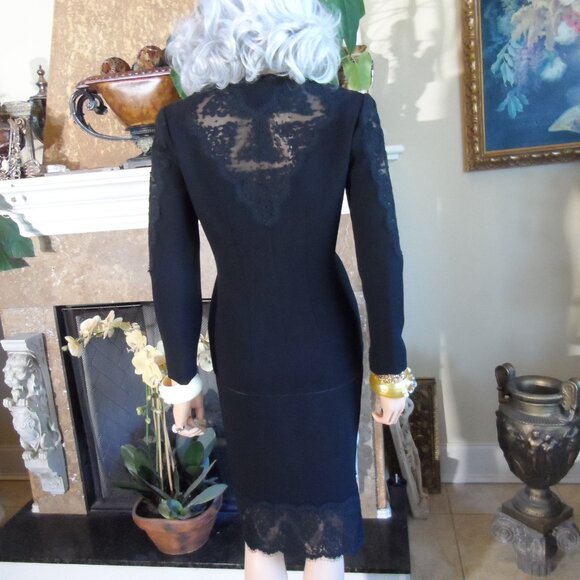 Saks Fifth Avenue Vintage Black skirt Suit w/Lace Insert Detail Size S - Picture 15 of 16